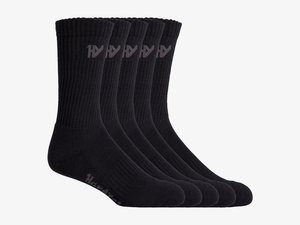 Hard Yakka Mens Crew 5-Pack Werksok Black