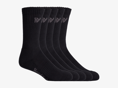 Hard Yakka Mens Crew 5-Pack Werksok Black