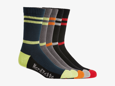 Hard Yakka Mens Crew 5-Pack Werksok Multi